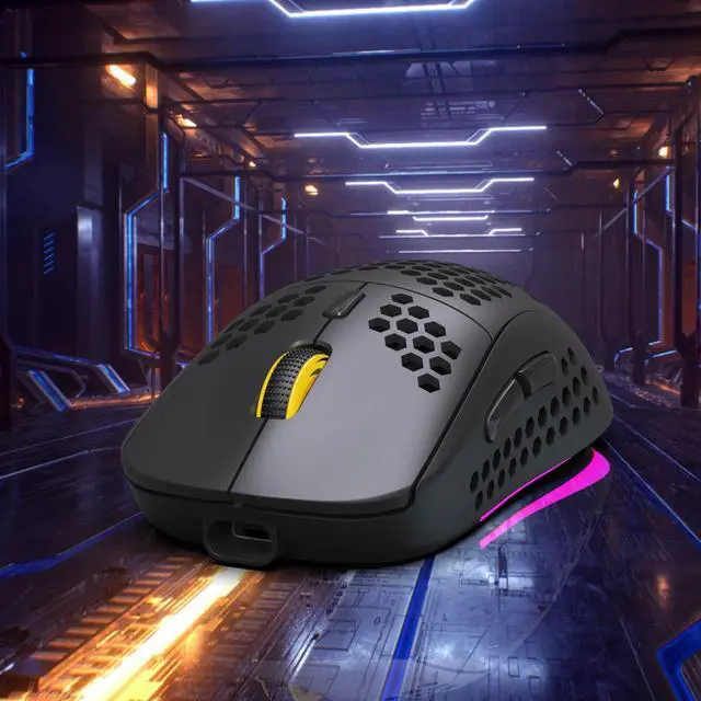 Main image of HXSJ T90 Triple Mode Rechargeable Wireless Mouse (Bluetooth 3.0 + 5.0 + 2.4GHz Wireless, RGB Lighting, Adjustable DPI, Black)