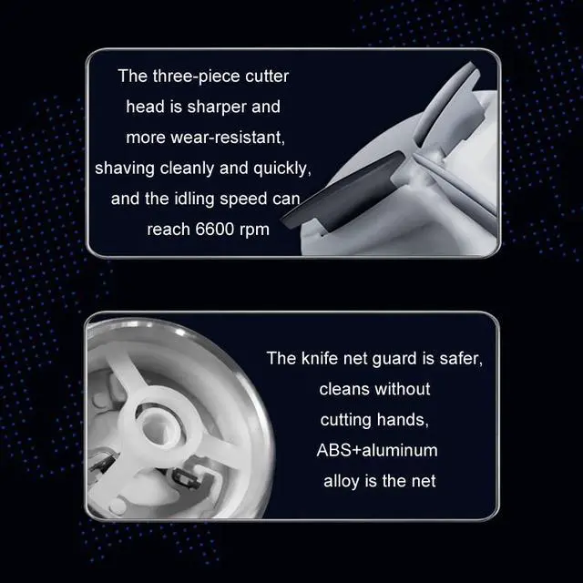 Alt view image 4 of 7 - KONKA Mini Portable Shaver Outdoor Waterproof Men Razor (Black + 1 Cutter Head)