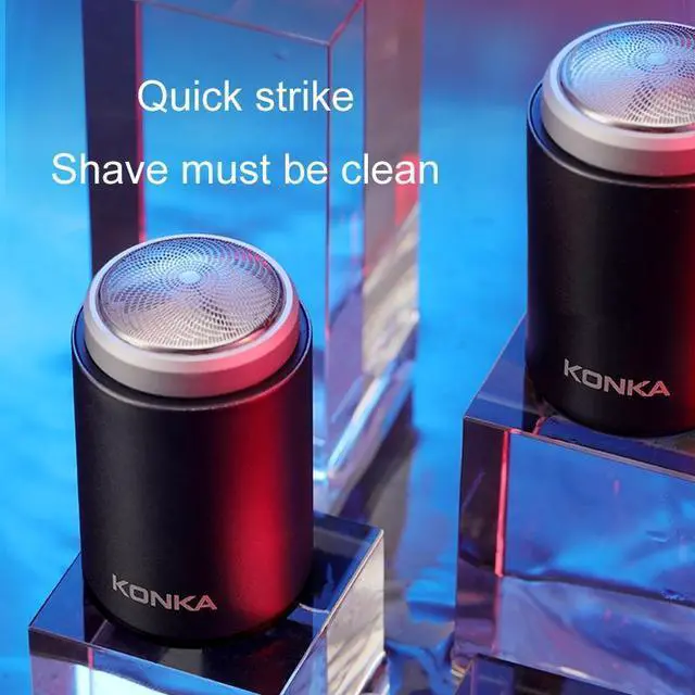 Alt view image 3 of 7 - KONKA Mini Portable Shaver Outdoor Waterproof Men Razor (Black + 1 Cutter Head)
