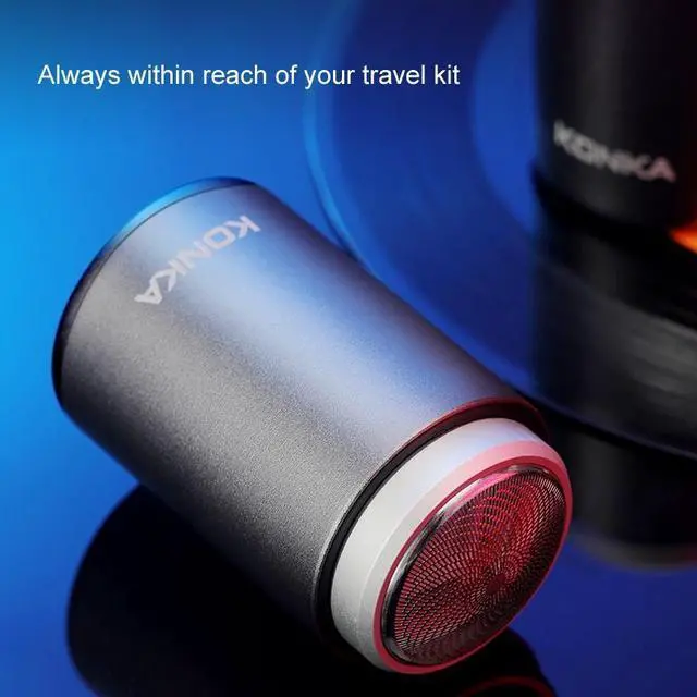 Alt view image 2 of 7 - KONKA Mini Portable Shaver Outdoor Waterproof Men Razor (Black + 1 Cutter Head)