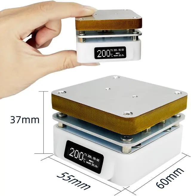 Alt view image 6 of 7 - SEQURE Electric Soldering Hot Plate, 25V 95W OLED Mini Preheat Soldering Station, Timed Heating Rework Heater Lab 55MM x 55MM Plate (Only T55 Controller)