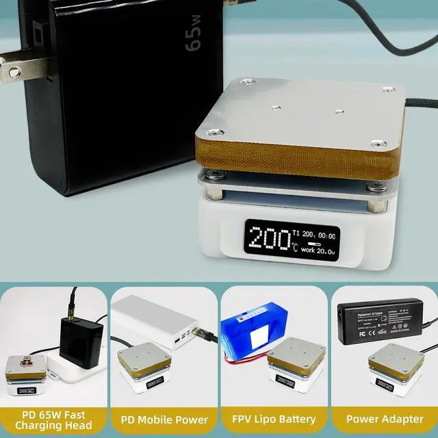 Alt view image 5 of 7 - SEQURE Electric Soldering Hot Plate, 25V 95W OLED Mini Preheat Soldering Station, Timed Heating Rework Heater Lab 55MM x 55MM Plate (Only T55 Controller)
