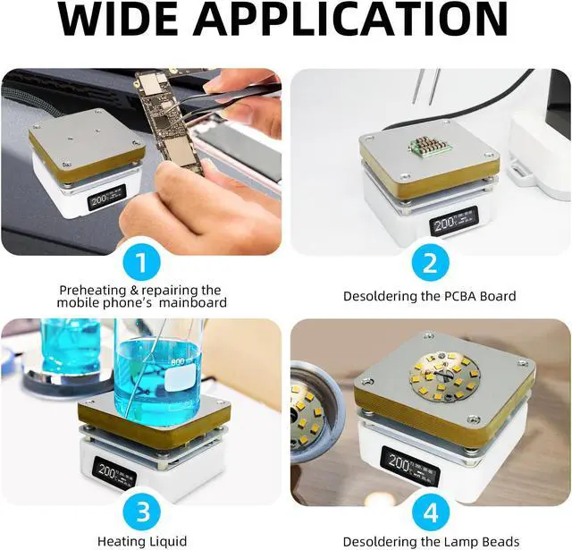 Alt view image 7 of 7 - SEQURE Electric Soldering Hot Plate, 25V 95W OLED Mini Preheat Soldering Station, Timed Heating Rework Heater Lab 55MM x 55MM Plate (Only T55 Controller)