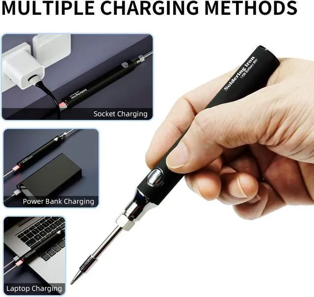 Alt view image 6 of 7 - Cordless Soldering Iron Kit - Portable USB Solder Iron with 1000mAh Rechargeable Soldering Kit for Electronics, Appliance Repair, DIY