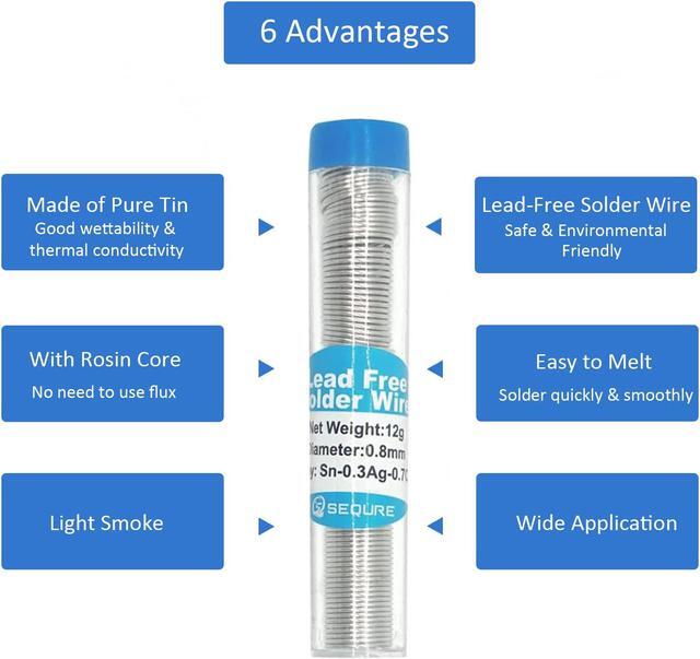 Alt view image 3 of 7 - Rosin Core Solder, Lead-Free Solder Flux Wire, Diameter 0.8mm, 20g Portable Tin Solder for Electrical Soldering, Circuit boards, DIY, Welding Work - 2PCS