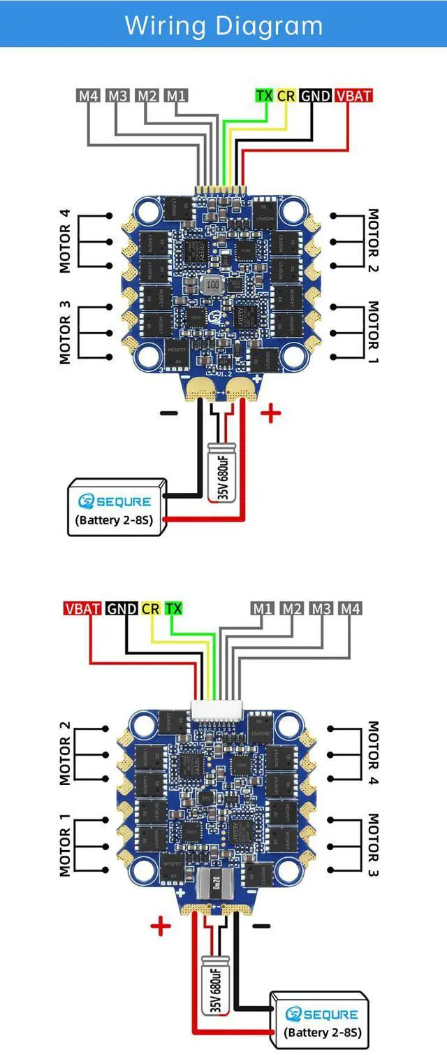 Alt view image 5 of 7 - SEQURE Blueson A2 8S 70A ESC 128KHz 4IN1 ESC for FPV Drones Racing and Freestyle - BLHeli_32