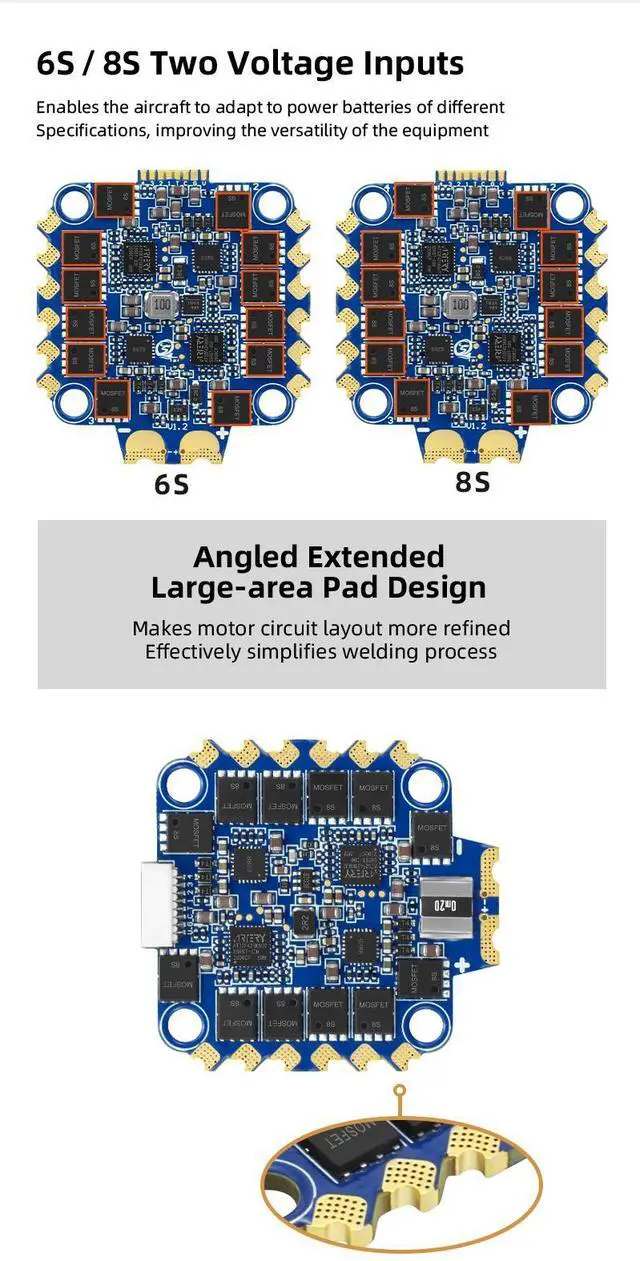Alt view image 3 of 7 - SEQURE Blueson A2 8S 70A ESC 128KHz 4IN1 ESC for FPV Drones Racing and Freestyle - BLHeli_32