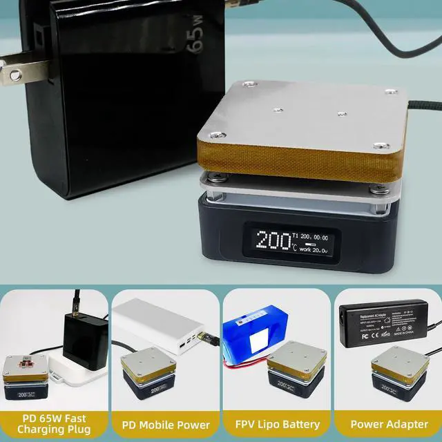 Alt view image 6 of 7 - SEQURE Electric Soldering Hot Plate, 25V 95W OLED Mini Preheat Soldering Station, Timed Heating Rework Heater Lab 55MM x 55MM Plate (Only T55 Controller)