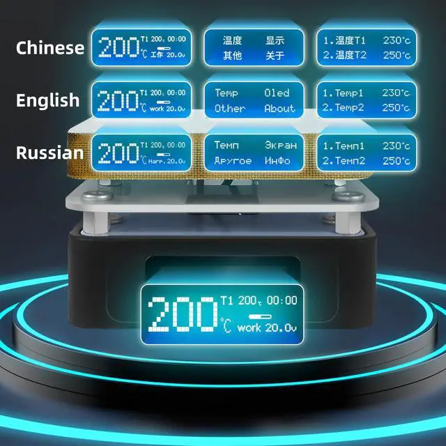Alt view image 5 of 7 - SEQURE Electric Soldering Hot Plate, 25V 95W OLED Mini Preheat Soldering Station, Timed Heating Rework Heater Lab 55MM x 55MM Plate (Only T55 Controller)