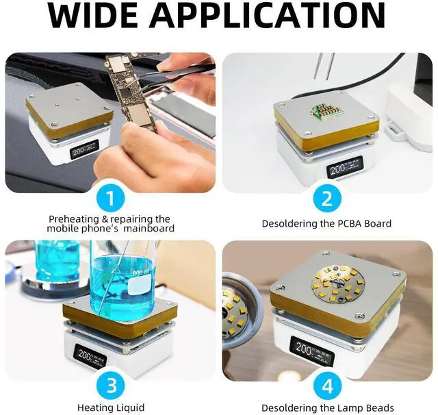 Alt view image 7 of 7 - SEQURE Electric Soldering Hot Plate, 25V 95W OLED Mini Preheat Soldering Station, Timed Heating Rework Heater Lab 55MM x 55MM Plate (Only T55 Controller)