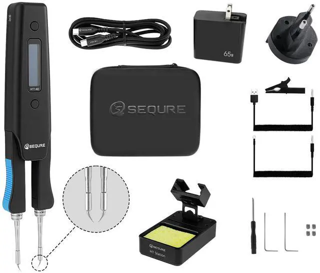 Main image of SEQURE HT140 2-IN-1 Portable Hot Tweezers Soldering Iron Kit, 2s Fast Heating, 122-932, 3 Preset Temperature, Smart Digital Soldering Iron for SMD Work with PD 65W Adapter