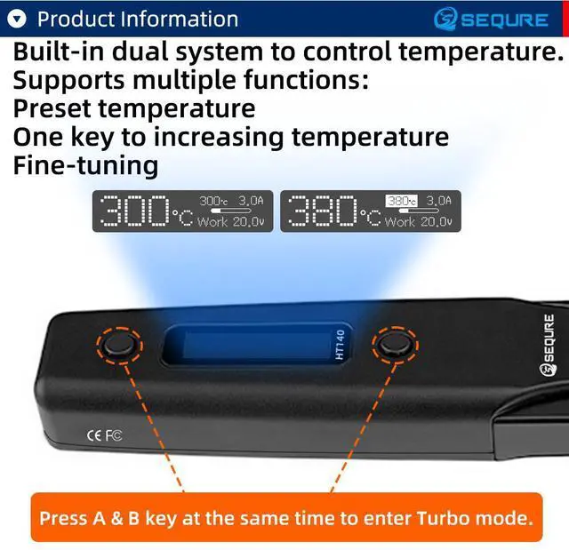 Alt view image 4 of 7 - SEQURE HT140 2-IN-1 Portable Hot Tweezers Soldering Iron Kit, 2s Fast Heating, 122-932, 3 Preset Temperature, Smart Digital Soldering Iron for SMD Work with PD 65W Adapter