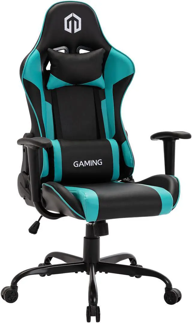 Main image of LSSPAID Gaming Chair Racing Computer Chair Executive and Ergonomic Reclining Swivel Chair with Headrest and Lumbar Cushion (Black/Mint)
