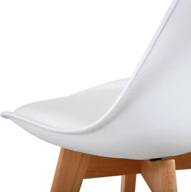 Alt view image 3 of 7 - LSSPAID Set of 2 Mid Century Dining Chair,Shell Lounge Plastic Side Chair with Soft Padded and Beech Wood Legs for Dining Room Living Room Bedroom Kitchen,White
