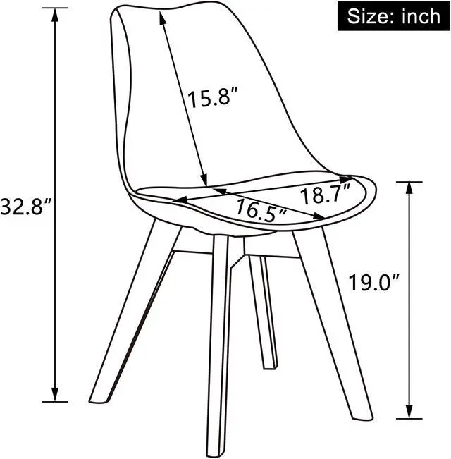 Alt view image 2 of 7 - LSSPAID Set of 2 Mid Century Dining Chair,Shell Lounge Plastic Side Chair with Soft Padded and Beech Wood Legs for Dining Room Living Room Bedroom Kitchen,White