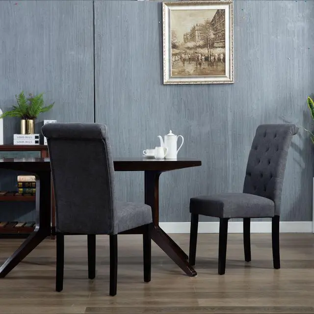 Alt view image 7 of 7 - LSSPAID Set of 2 Stylish Dining Room Chairs with Solid Wood Legs, Gray