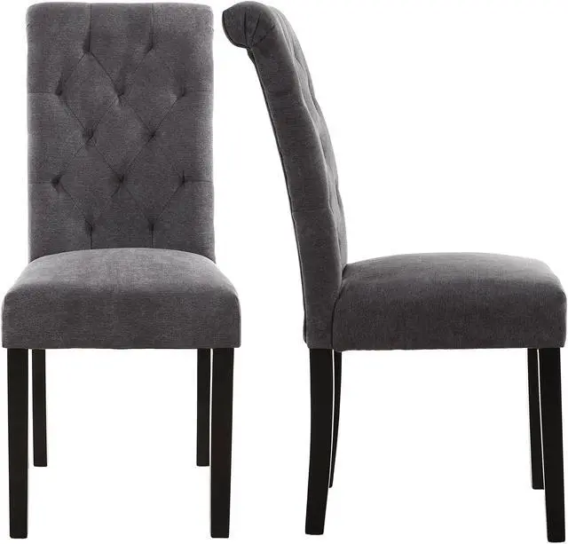 Main image of LSSPAID Set of 2 Stylish Dining Room Chairs with Solid Wood Legs, Gray