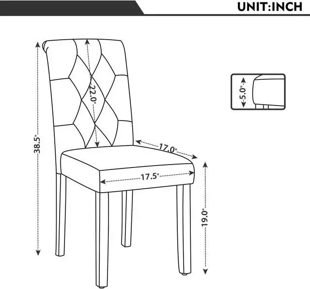 Alt view image 2 of 7 - LSSPAID Set of 2 Stylish Dining Room Chairs with Solid Wood Legs, Gray