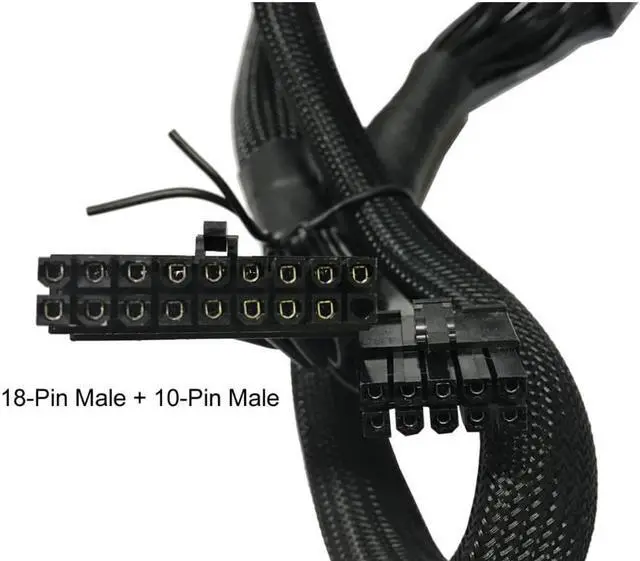 Alt view image 3 of 5 - AYA 24" (24-Inch) ATX 24-Pin to 18-Pin + 10-Pin Extension Modular Power Supply Cable for Coolermaster V850, V700, V1000