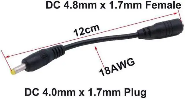 Alt view image 2 of 4 - 1Pc CCTV DC Power Plug 4.0mm x 1.7mm Male To 4.8mm x 1.7mm Female Jack Extension Connector Cable Cord