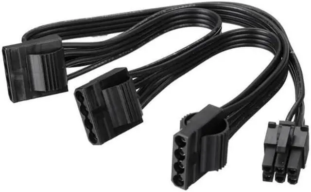 Main image of 6Pin Male 1 to 3 IDE Female Power Supply Splitter Extension Cable for Molex 4Pin Port Multiplier