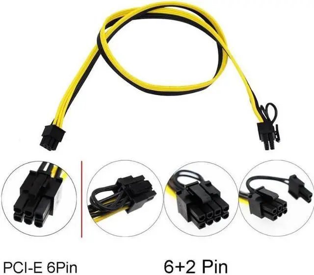 Alt view image 3 of 7 - 10pcs/lot 50cm length 6pin to 8Pin (6+2Pin) PCI-E Cable 18AWG Mining