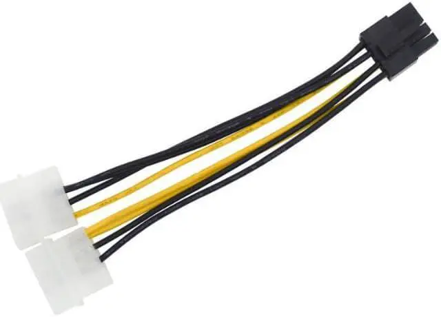 Alt view image 5 of 5 - 6 inch 2 x Molex 4 pin to 8-Pin PCI Express Video Card Pci-e ATX PSU Power Converter Cable - Molex to Pcie 8 pin (6+2) Adapter