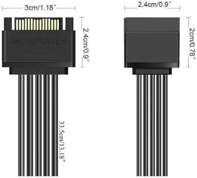 Alt view image 4 of 7 - 15 Pin SATA Power Extension Cable, 3pcs 50cm (19.7") Male to Female Extender Cable Cord Adapter for HDD, SSD, Optical Drives, DVD Burners, PCI Cards and Hard Drive Disk