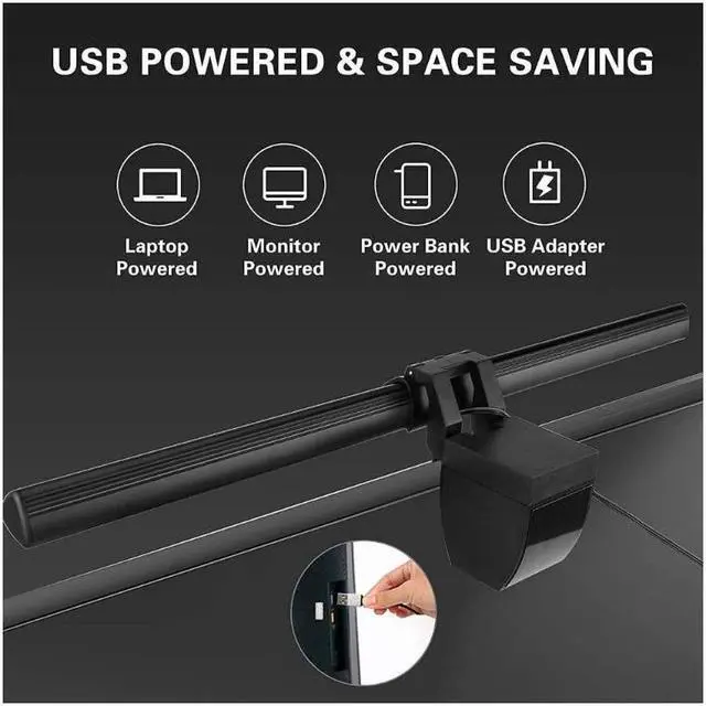 Alt view image 6 of 7 - Computer Monitor Light Bar Screen Light with Adjustable Brightness and 3 Color Temperature PC E-Reading Task Lamp with USB Powered Essential for Work and Office