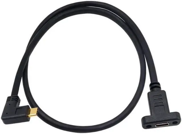 Main image of Poyiccot 90 Degree USB C Male to Female Extension Cable 2feet/60cm, Right Angled USB 3.1 Type C Extender Charging & Sync Cable with Panel Mount Screw Hole (USB C Right M/F)