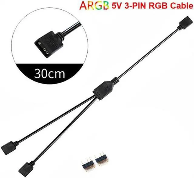 Alt view image 3 of 4 - Anicorn 2 Pack 5V 3-Pin RGB 2-Way Female to x Female RBW LED Strip Splitter Cable,2 Port AURA RGB Lighting Hub w/ Gender Changer Adapter - 1 Foot