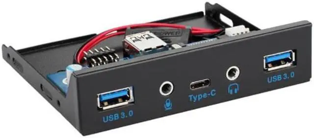 Alt view image 3 of 5 - Anicorn  FP35U32UCAM USB 3.1 Type C 5Gb/s & 2 x USB 3.0 PC Case 3.5 inch Floppy Bay Front Panel 3 Ports USB Hub w/ HD Audio Output & Microphone