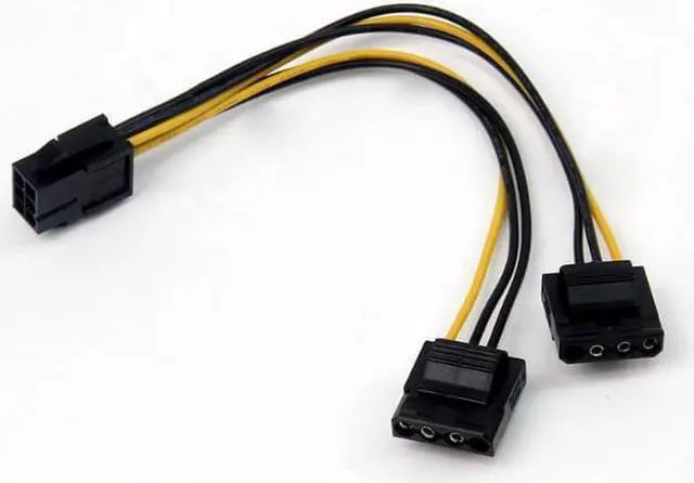 Alt view image 2 of 5 - Anicorn   6Pin Female to Dual 4Pin Female Power Supply Cable Graphics Card Power to Molex 4Pin Convert Cable for nVidia ATI AMD Video Card