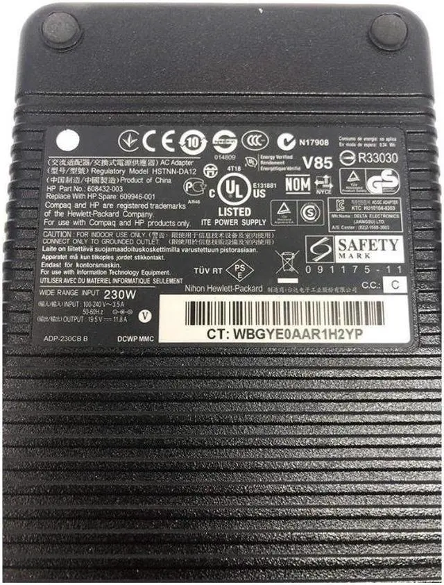 Alt view image 2 of 5 - Anicorn   Genuine 230W 19.5V 11.8A A/C Adapter for HP Elitebook Probook Laptop HSTNN-LA12