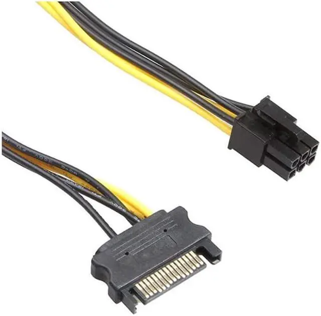 Alt view image 4 of 5 - 5 Pack 6 Pin PCIe to SATA Power Cable 8 Inches 20cm SATA15Pin Male to 6Pin HSG