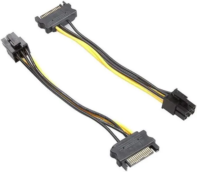 Alt view image 5 of 5 - 5 Pack 6 Pin PCIe to SATA Power Cable 8 Inches 20cm SATA15Pin Male to 6Pin HSG