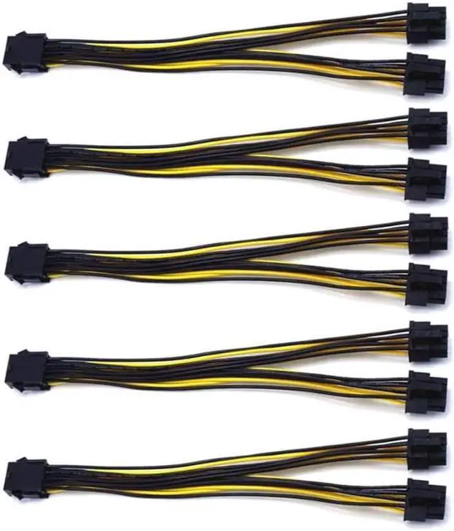 Main image of 5-Pack PCI-E 8Pin to 2X 8 Pin (6+2) Power Splitter Cable for PCIE PCI Express Image Card Y - Splitter Extension Cable