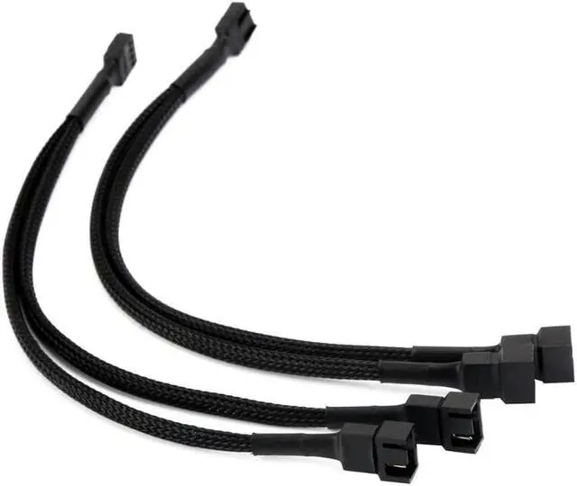 Main image of OIAGLH PWM Fan Splitter Long Adapter Cable Sleeved Braided Black Y Splitter Computer PC 4 Pin Fan Extension Power Adapter Cable 1 to 2 Converter 10 inches (2 Pack)