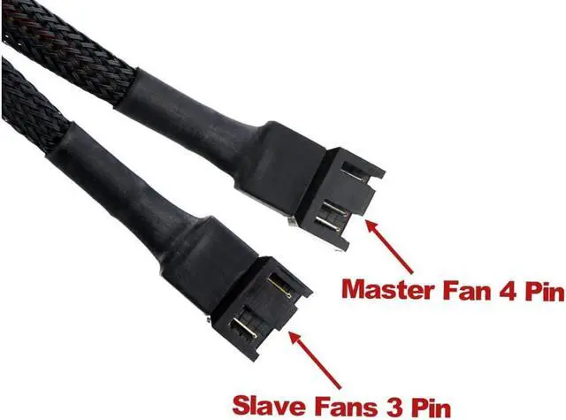 Alt view image 4 of 5 - OIAGLH PWM Fan Splitter Long Adapter Cable Sleeved Braided Black Y Splitter Computer PC 4 Pin Fan Extension Power Adapter Cable 1 to 2 Converter 10 inches (2 Pack)