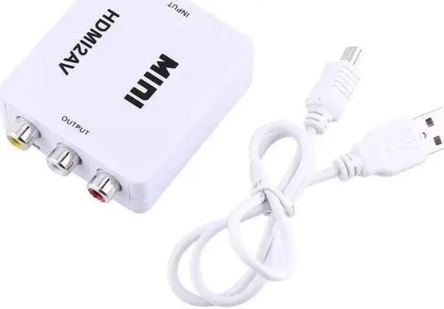 Main image of Digital RCA to HDMI Converter,1080P AV to HDMI Video Converter Mini RCA Composite CVBS Adapter with USB Charge Cable Support 1080P for PC Laptop Mini Xbox PS2 PS3 TV STB VHS VCR Camera DVD(White)