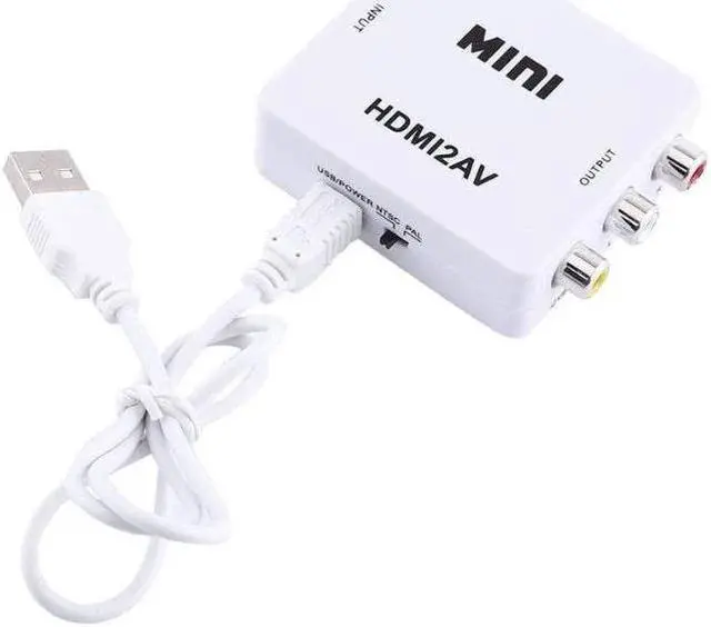 Alt view image 6 of 7 - Digital RCA to HDMI Converter,1080P AV to HDMI Video Converter Mini RCA Composite CVBS Adapter with USB Charge Cable Support 1080P for PC Laptop Mini Xbox PS2 PS3 TV STB VHS VCR Camera DVD(White)