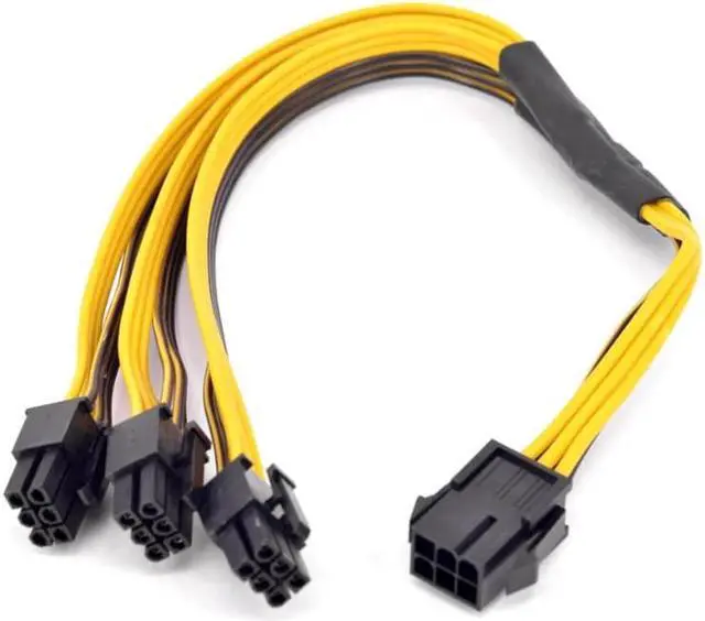 Alt view image 4 of 4 - Anicorn  PCIe GPU 6pin Port Multiplier PCIe Graphics card 6 Pin 1 to 3 ways Female to Male Extension Cable DIY BTC Power Supply Cord