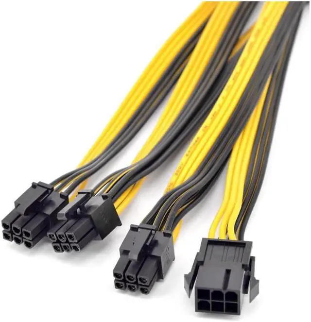 Alt view image 2 of 5 - Anicorn  PCIe GPU 6pin Port Multiplier PCIe Graphics card 6 Pin 1 to 3 ways Power supply Extension Cable Female to Male 18AWG