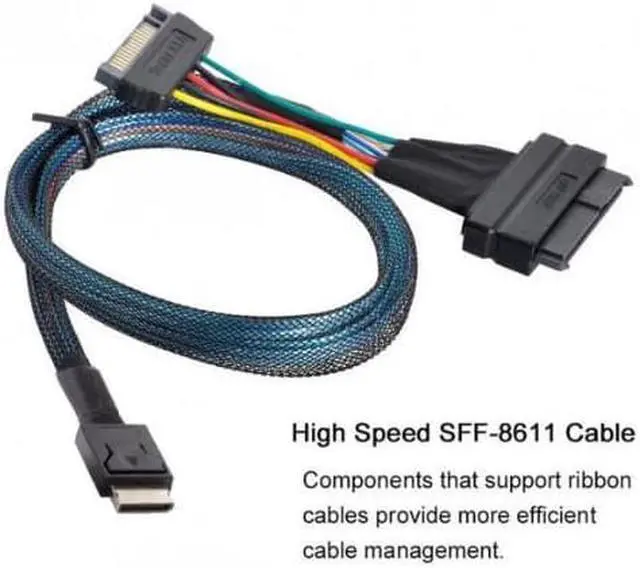 Alt view image 4 of 6 - Oculink SFF-8611 to U.2 U.3 SFF-8639 NVME PCIe PCI-Express SSD Cable for Mainboard SSD