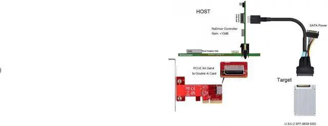 Alt view image 5 of 6 - Oculink SFF-8611 to U.2 U.3 SFF-8639 NVME PCIe PCI-Express SSD Cable for Mainboard SSD
