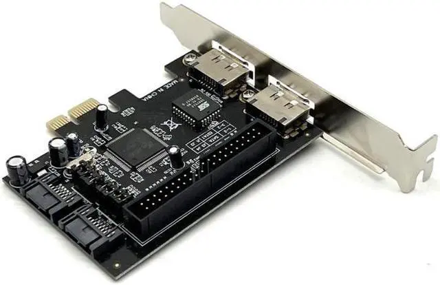 Alt view image 3 of 6 - Weastlinks 2 Port SATA IDE PCI-e Adapter Card PCIE to SATA IDE eSATA x2 Combo Adapter Converter RAID Controller Card Chip JMB363