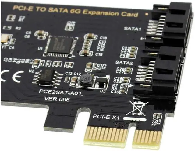 Alt view image 4 of 7 - Weastlinks PCI-E to SATA3.0 Adapter Card PCI Express X16 to SATA3.0 7Pin 2 Ports SATA III 6G Expansion Card for PC Desktop