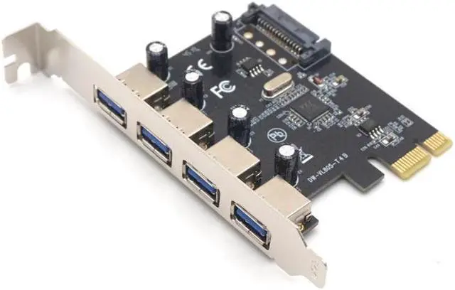 Alt view image 2 of 7 - Weastlinks PCI-E to 4 Ports USB3.0 Expansion Card PCI Express to USB3.0 Adapter Card with SATA Power Interface for Desktop PC