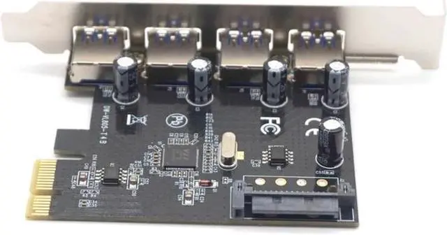 Alt view image 4 of 7 - Weastlinks PCI-E to 4 Ports USB3.0 Expansion Card PCI Express to USB3.0 Adapter Card with SATA Power Interface for Desktop PC
