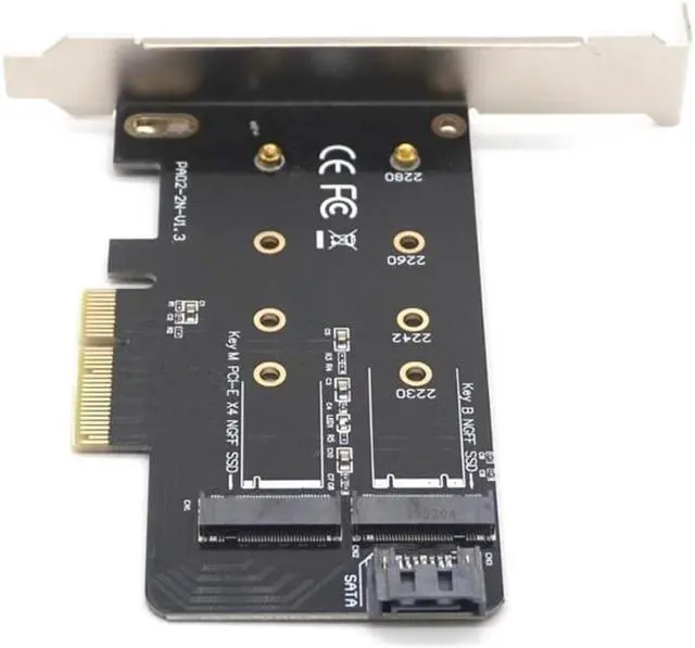 Alt view image 3 of 7 - Weastlinks Dual M.2 PCIe Adapter M2 SSD NVME M Key SATA-based B Key to PCI-e 3.0 x 4 Controller Converter Card Support 2280 2260 2242 2230